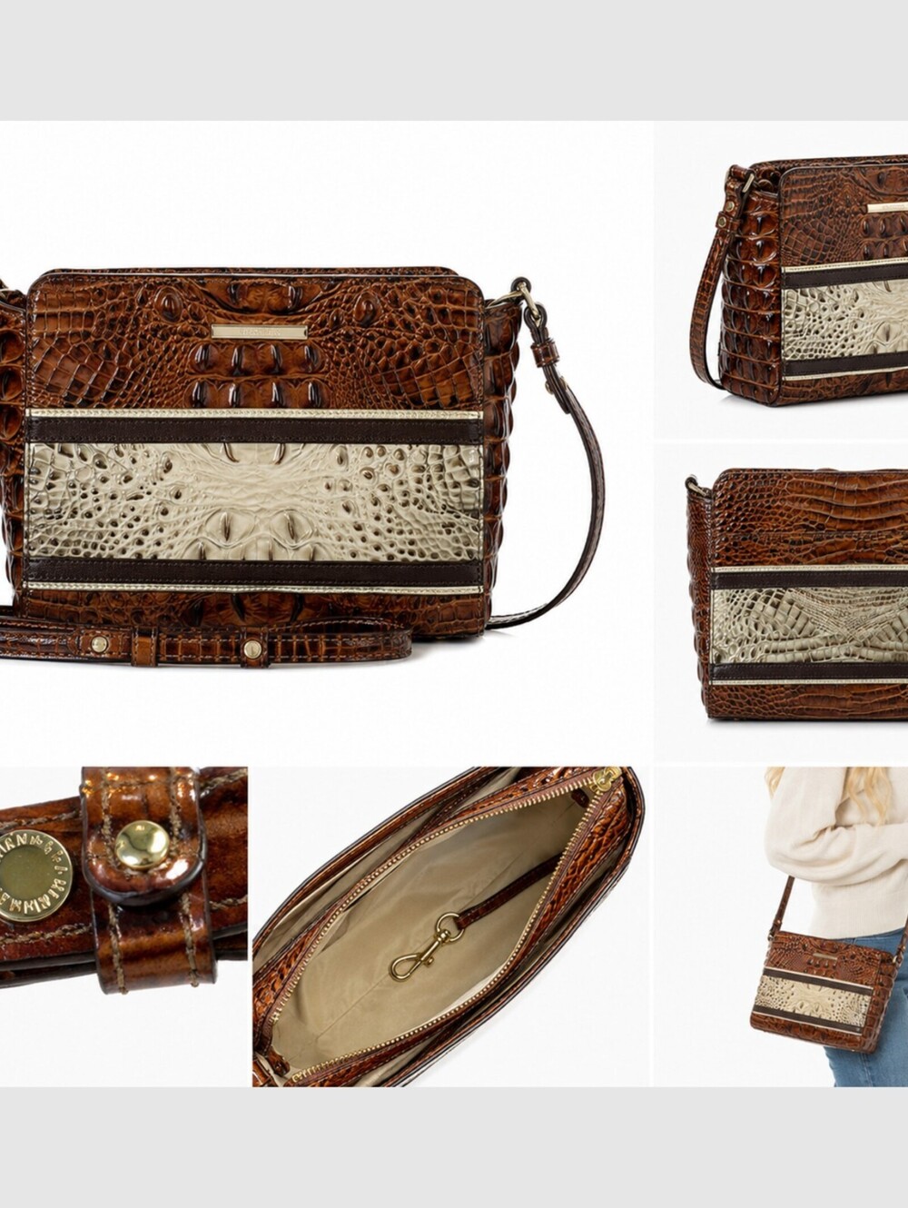 Brahmin Carrie Savino Carlson Croc Leather Crossbody NWT